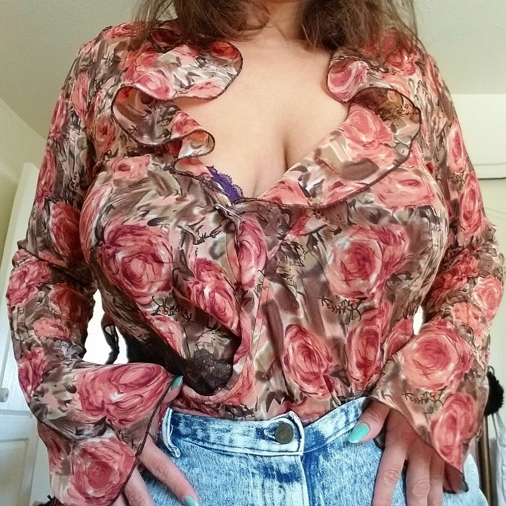 Vintage funky print floral top